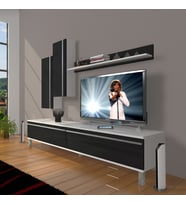 Decoraktiv Eko 7 Mdf Std Krom Ayaklı Tv Ünitesi Tv Sehpası (Beyaz-Siyah)