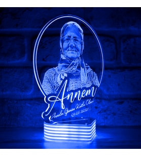 Kişiye Özel Anneler Günü Hediyesi, 3D Lamba (Mavi)