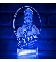 Kişiye Özel Anneler Günü Hediyesi, 3D Lamba (Mavi)