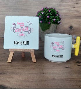 Anneler Günün Kutlu Olsun Anne Hediye Seti Kupa Bardak T Kulplu ve Dekoratif Taş Anneye Doğum Günü Anneler Günü Hediyesi (Model 5)