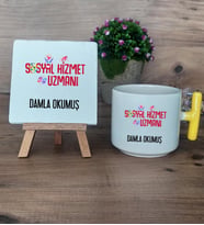 Sosyal Hizmetler Uzmanı Hediye Seti Kupa Bardak T Kulplu ve Dekoratif Taş Sosyal Hizmetler Uzmanına Hediye (Model 5)