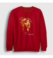 Presmono Unisex Bordo Angel Tupac Shakur Sweatshirt 45604tt (Kırmızı)