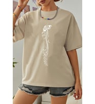 Unisex Butterfly Song Baskılı T-shirt (Bej)