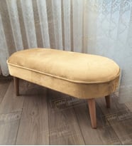 Ultra Lüks Oval Parrot Puf Ahşap Ayak (Vizon)