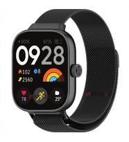 Sneezy Xiaomi Redmi Watch 4 Uyumlu Woven Wire Tasarım Metal Hasır Kordon (Siyah)