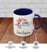 Abla Temalı Kişiye Özel İsim ve Fotoğraf Baskılı Kupa Bardak No:001 (Lacivert)