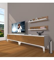 Decoraktiv Eko 220T Mdf Gold Tv Ünitesi Tv Sehpası (Beyaz - Ceviz)