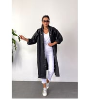 Unisex Eva Kumaş Su Rüzgar Geçirmez Yağmurluk (Siyah)