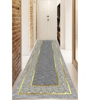 Dijital Baskılı Kaymaz Taban Yıkanabilir Modern Yolluk Ve Koridor Halısı NDU-SD-1071 (Gri)