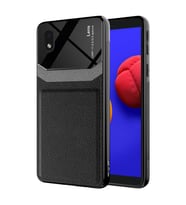 Galaxy A01 Core Kılıf Zore Emiks Deri Görünümlü Kılıf (Siyah)