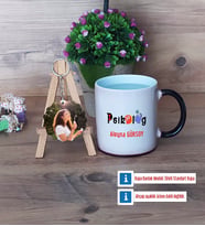 Psikolog Kupa Bardak Beyaz ve Fotoğraflı Ahşap Anahtarlık Hediye (Model 9)