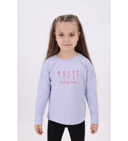 Toontoy Kız Çocuk Baskılı Tişört (Mavi)