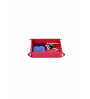 Masaüstü Organizer Düzenleyici Deri Dekoratif Sepet Kare Desktop Organizer Rainbow Vegan 16,5x16,5 cm (Fuşya)