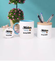 Maden Mühendisi Kupa Bardak Kırmızı Kalemlik ve Anahtarlık (Model 3)