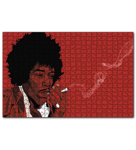 Cakapuzzle Jimi Hendrix Sigara İçiyor Kırmızı Zemin Çizim  Puzzle Yapboz MDF (Ahşap) (500 Parça)