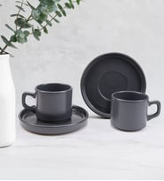 2'li Double Türk Kahvesi ve Çay Fincanı Takımı (Gri)