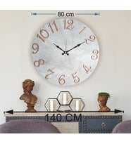 Markakanvas Mermer Desenli ,Ayna Rakamlı Duvar Saati   ( Çap 50 cm - 80 cm ) (Bakır)