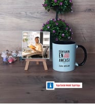 Amcaya Hediye Fotoğraflı Dekoratif Taş, Kupa Bardak Beyaz Hediye (Model 11)