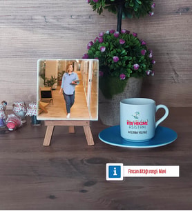 Diş Hekimi Asistanı Fotoğraflı Dekoratif Taş, Ahşap Altlıklı Türk Kahvesi Fincanı Hediye Diş Hekimi Asistanına Hediye (Model 5)