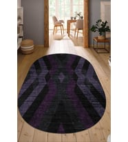 Dijital Baskılı Kaymaz Taban Yıkanabilir Oval Salon Halısı Mutfak Halısı Yolluk NDO-SD-282 (Mor)
