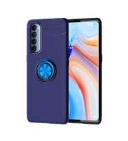Oppo Reno 4 Pro 4G Kılıf Mıknatıslı Yüzüklü Standlı Yumuşak Silikon Kapak Ravel (Mavi)