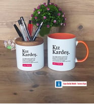 Kız Kardeş Kalemlik, Kupa Bardak T Kişiye Özel Hediye (Model 13)