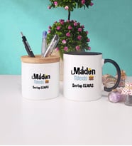Maden Mühendisi Kupa Bardak Lacivert ve Kalemlik (Model 5)