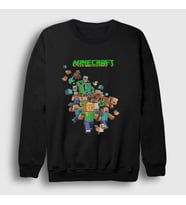 Presmono Unisex Beyaz All Minecraft Sweatshirt 28904tt (Siyah)