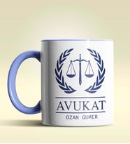 Kişiye Özel Avukat 6 Tasarımlı Turuncu Kupa Bardak (Mavi)