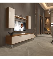 Decoraktiv Eko 5D Slm Std Krom Ayaklı Tv Ünitesi Tv Sehpası (Beyaz - Kahverengi)