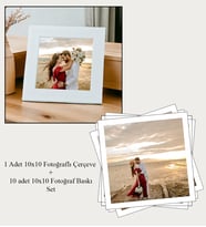 İkisi Bir Arada 10x10 Kare Çerçeve + 10 adet 10x10 Solmaz Fotoğraf Baskı (Beyaz)