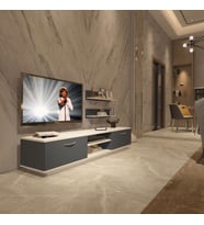 Decoraktiv Eko 4B Mdf Dvd Tv Ünitesi Tv Sehpası - Parlak Beyaz (Beyaz - Antrasit)
