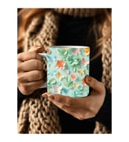 Çiçek Modellerinde 3 Boyutlu Tasarım Seramik Kupa Mug - Hediyelik Kupa Bardak (07)