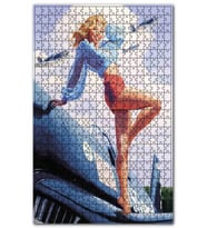 Cakapuzzle İkinci Dünya Savaş Uçağı ve Seksi Kız Puzzle Yapboz MDF (Ahşap) (500 Parça)