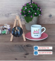 Bilgisayar Öğretmeni Türk Kahvesi Fincanı Ahşap Altlıklı ve Fotoğraflı Ahşap Anahtarlık Hediye (Model 6)