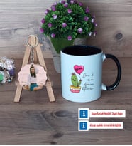 Arkadaşa Hediye Kaktüs Kupa Bardak Beyaz ve Fotoğraflı Ahşap Anahtarlık Hediye Doğum Günü Hediyesi (Model 11)
