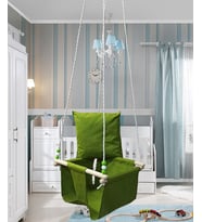 Altev Ahşap Bebek Çocuk Bahçe Salıncağı Hamak Tavan Salıncağı Ev Salıncak Beşik (Yeşil)