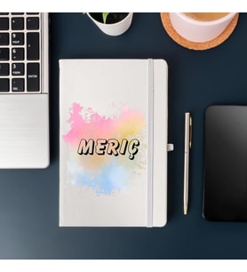 Çılgıntrend İsme Özel Sulu Boya Efektli Defter (Beyaz)