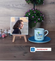 Coğrafya Öğretmeni Fotoğraflı Dekoratif Taş, Ahşap Altlıklı Türk Kahvesi Fincanı Hediye Öğretmenler Günü Hediyesi (Model 5)