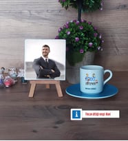 Rehber Öğretmen Fotoğraflı Dekoratif Taş, Ahşap Altlıklı Türk Kahvesi Fincanı Hediye Öğretmenler Günü Hediyesi (Model 5)