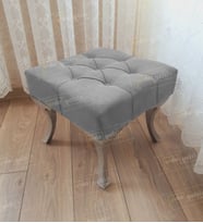Kapitoneli Makyaj Pufu Ayak Ucu Puf Gümüş Ayak (45*45) (Gri)