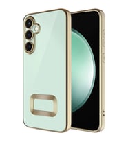 Samsung Galaxy A35 Kılıf Logo Yeri Açık Kamera Lens Önü Korumalı Renkli Kenarlı Şeffaf Silikon (Gold)
