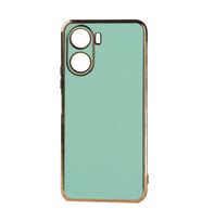 Vivo Y16 Kılıf Zore Bark Kenarları Altın Renk Kılıf (Açık Yeşil)