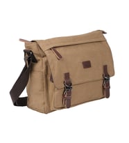 Bagacar Orjinal Kanvas Kumaş Laptop Bölmeli Unisex Çapraz Çanta Gri (Bej)