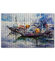 Cakapuzzle Rıhtımda Demirli Kayıklar Yağlıboya  Puzzle Yapboz MDF (Ahşap) (1000 Parça)