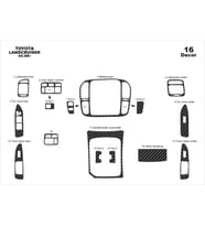 Meriç® Toyota Land Cruiser Ön Torpido Kaplama Maun 16 Parça 1998-2003 (Karbon)