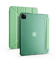 Apple  iPad Pro 12.9 2020 (4.Nesil) Kılıf Kalem Bölmeli Standlı Ön Arka Tam Koruma Katlanabilir Uyku Modlu Kılıf Tri Folding (Açık Yeşil)