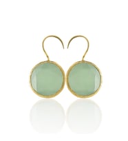 Kadir Jewellery 22 Ayar Altın Kaplama Kadın Taşlı Küpe -El İşçiliği Ve Hipoalerjenik Küpe (Açık Yeşil)
