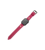 İsminizin Baş Harflerine Özel Deri Altın Harfli Apple Watch Saat Kordonu - Antrasit (Fuşya)