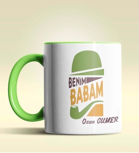 Kişiye Özel Benim Babam Tasarımlı Siyah Kupa Bardak (Yeşil)